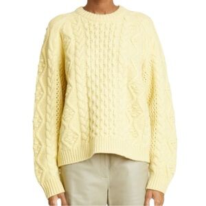 Loulou Studio Women’s M Yellow Secas Oversized Cable Knit Wool Cashmere Sweater